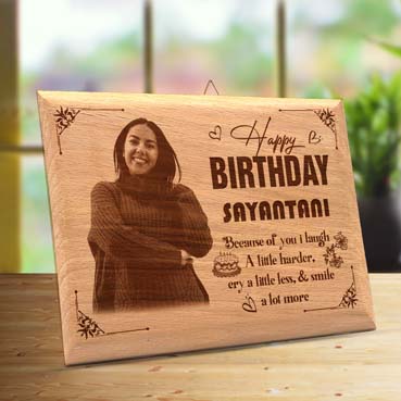 Wooden Photo Frame Personalised for Female Friend Birthday (9”x6”)