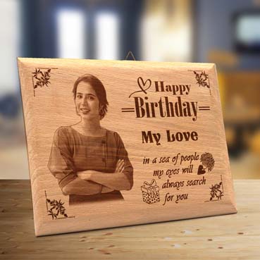 Wooden Photo Frame Personalised for Girl Friend Birthday (9”x6”)