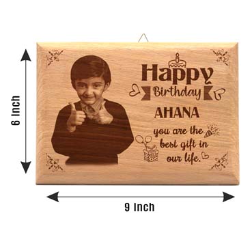 Wooden Photo Frame Personalised for Girl Child Birthday (9”x6”)