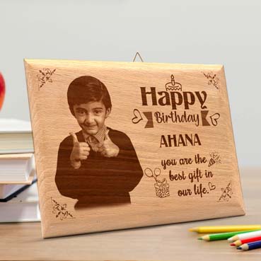 Wooden Photo Frame Personalised for Girl Child Birthday (9”x6”)