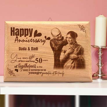 Wooden Photo Frame Personalised for Grand Father Anniversary  (9”x6”)