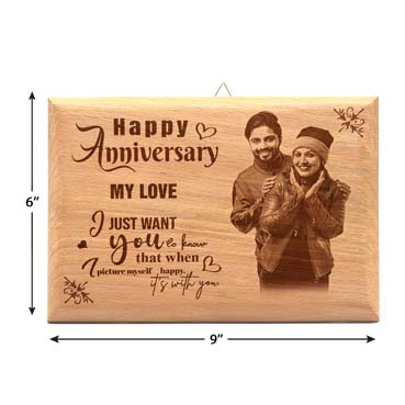 Wooden Photo Frame Personalised for Wife Anniversary(9”x6”)