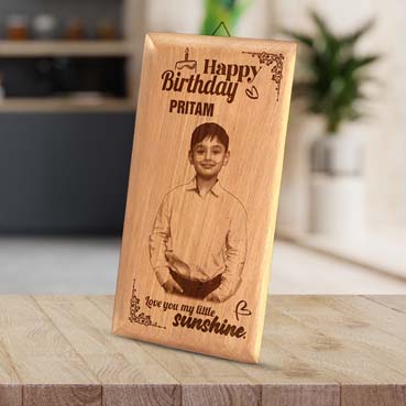 Birthday Gift for Boy Child Wooden Photo Frame (7'x4')