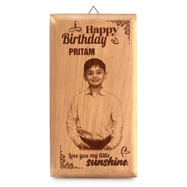 Birthday Gift for Boy Child Wooden Photo Frame (7'x4')