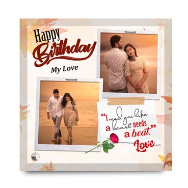 Birthday Gift for Husband on Printable Glass (19.5x19.5cm)