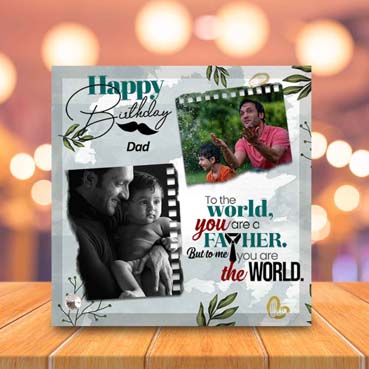 Birthday Gift for Father on Printable Glass (19.5x19.5cm)