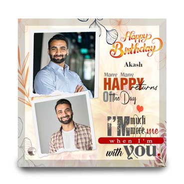 Birthday Gift for Boy Friend on Printable Glass (19.5x19.5cm)