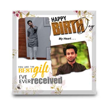 Birthday Gift for Son on Printable Glass (19.5x19.5cm)