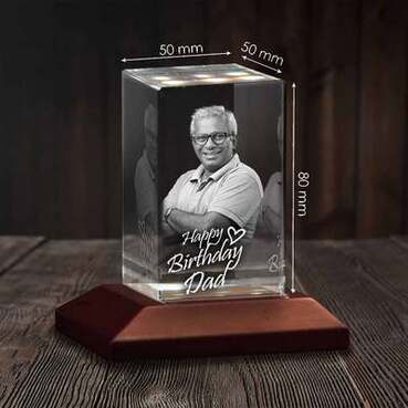 Personalised 3D Crystal Birthday Gift for Father (50x80x50mm)