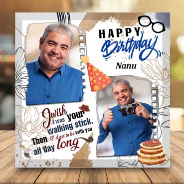 Birthday Gift for Grand Father on Printable Glass (19.5x19.5cm)