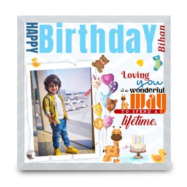 Birthday Gift for Child on Printable Glass (19.5x19.5cm)