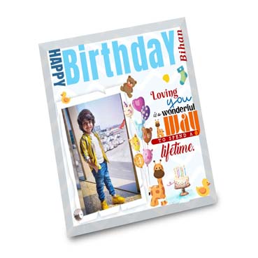 Birthday Gift for Child on Printable Glass (19.5x19.5cm)