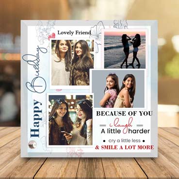 Birthday Gift for Female Friend on Printable Glass (19.5x19.5cm)