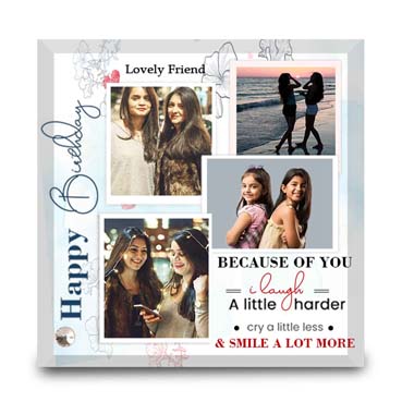 Birthday Gift for Female Friend on Printable Glass (19.5x19.5cm)
