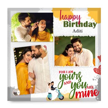 Birthday Gift for Girl Friend on Printable Glass (19.5x19.5cm)