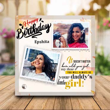 Birthday Gift for Daughter on Printable Glass (19.5x19.5cm)