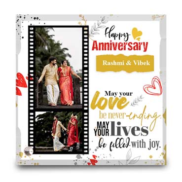 Anniversary Gift for Male Friend on Printable Glass (19.5x19.5cm)