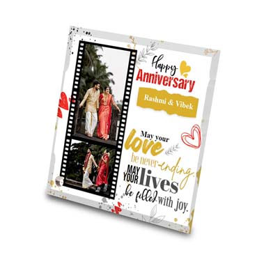 Anniversary Gift for Male Friend on Printable Glass (19.5x19.5cm)