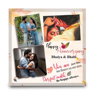 Anniversary Gift for Brother on Printable Glass (19.5x19.5cm)