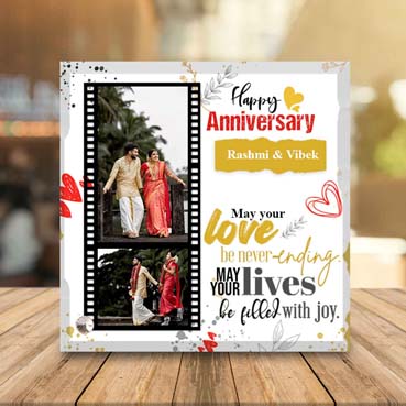 Anniversary Gift for Female Friend on Printable Glass (19.5x19.5cm)