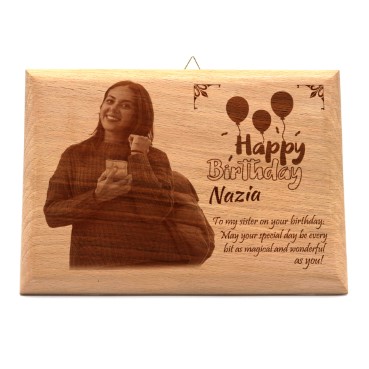 Wooden Photo Frame Personalised for Sister Birthday (11.5”x8.25”)