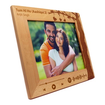 Custom Engraved Wood Made Photo Frame with Music