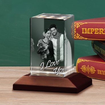Rectangular 3D Laser Engraved Crystal Photo Gift for Boyfriend & Girlfriend