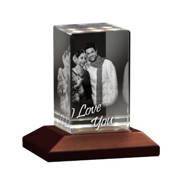 Rectangular 3D Laser Engraved Crystal Photo Gift for Boyfriend & Girlfriend
