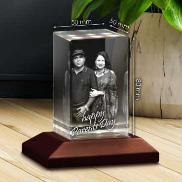 Parents Day Rectangular 3D Laser Engraved Crystal Photo Gift