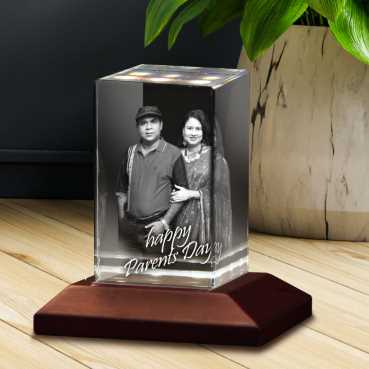 Parents Day Rectangular 3D Laser Engraved Crystal Photo Gift