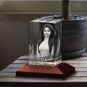 Valentine&#039;s Day Rectangular 3D Laser Engraved Crystal