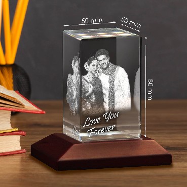 Anniversary 3D Laser Engraved Crystal Jumbo Size
