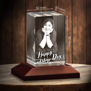 Laser Engraved Crystal with Photo for Friendship Day