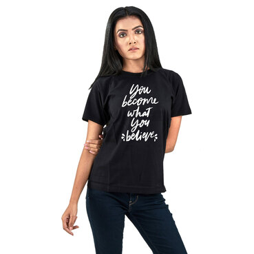 Pure Cotton Round Neck T-Shirt- Black