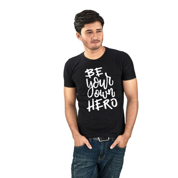 Pure Cotton Round Neck T-Shirt- Black