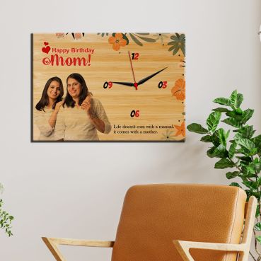 Full HD Color Personalised Wooden Photo Clock 17 x 12 inches