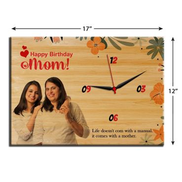 Full HD Color Personalised Wooden Photo Clock 17 x 12 inches