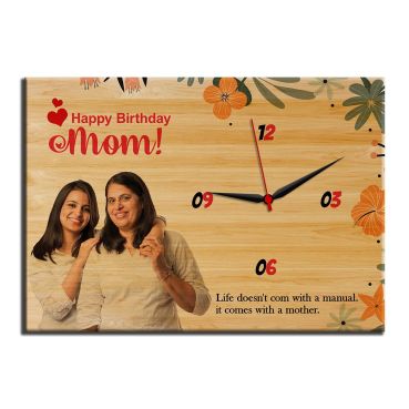 Full HD Color Personalised Wooden Photo Clock 17 x 12 inches