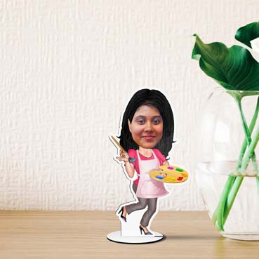 Personalized single Caricature of painter for Her