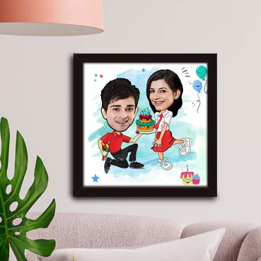 Birthday Couple Caricature Frame
