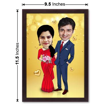 Indian Couple Caricature Large Frame