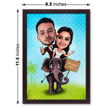 Cute Elephant Caricature Large Frame