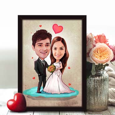 Wedding Couple Caricature Large Frame