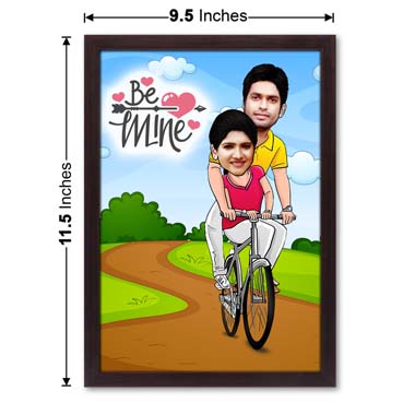 Cycle Couple Caricature Large Frame