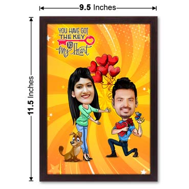 Love Couple Caricature Large Frame