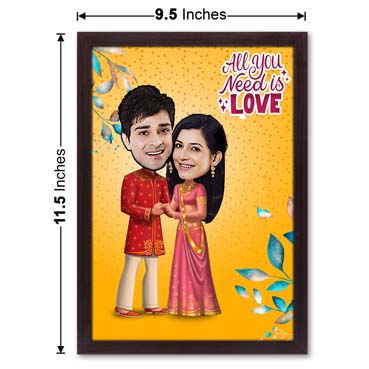 Desi Couple Caricature Large Frame