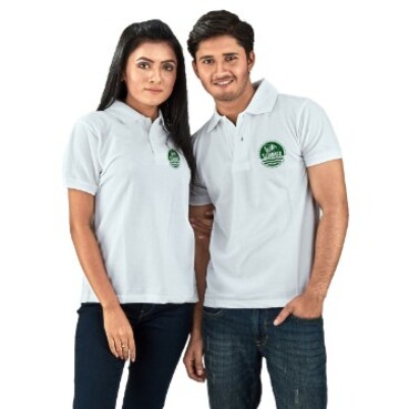 Pure Cotton Polo Neck T-Shirt- White