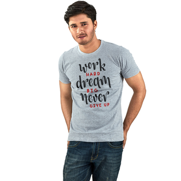 Pure Cotton Round Neck T-Shirt- Grey