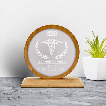 Custom Acrylic Memento with Wooden Base and Round Frame(5PCS)