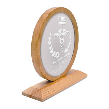 Custom Acrylic Memento with Wooden Base and Round Frame(5PCS)